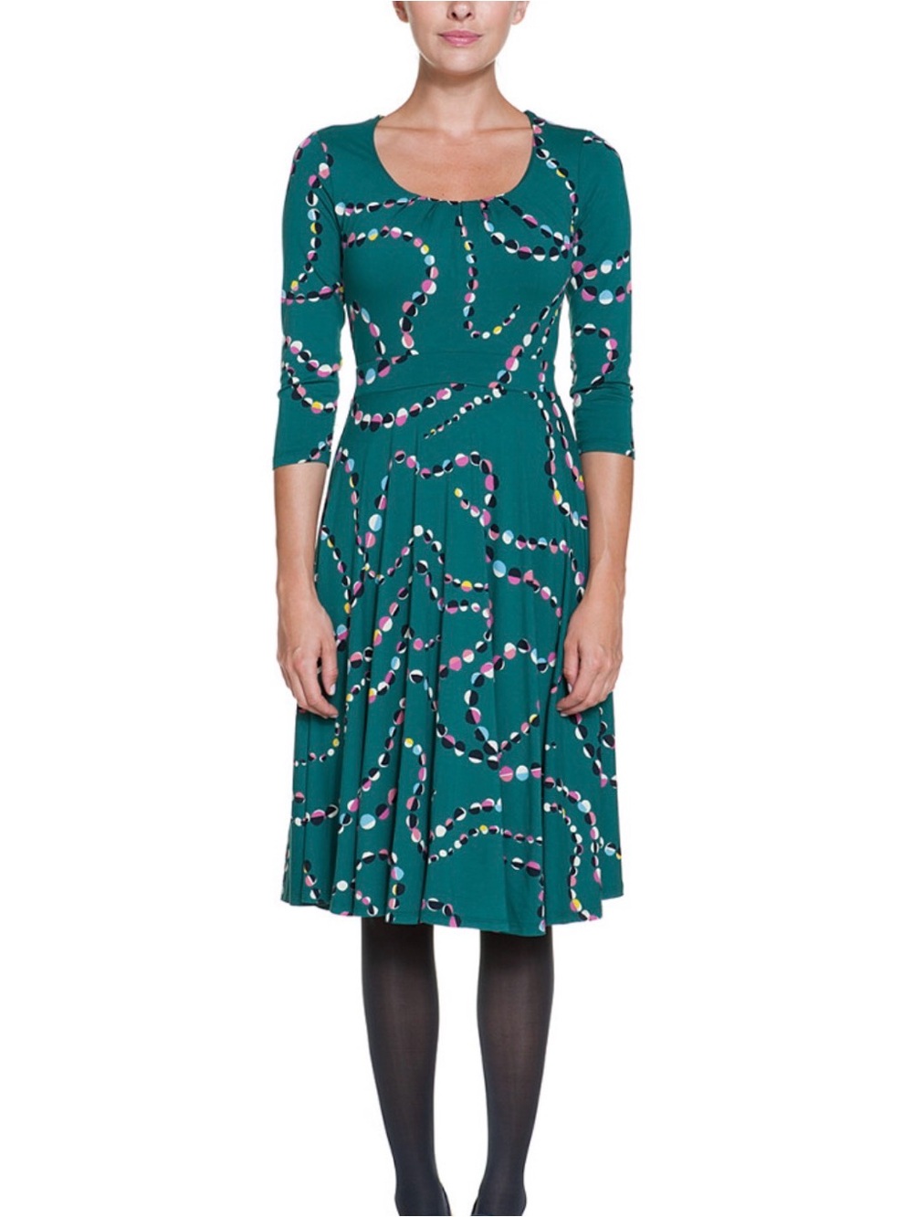 Boden Highgate Green Beads Print Jersey Dress